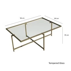 Locelso Salontafel | Gehard Glas | Metalen Poten | Goud -Collectie Woonkamermeubels 552NOS1431 20 2011 5dda