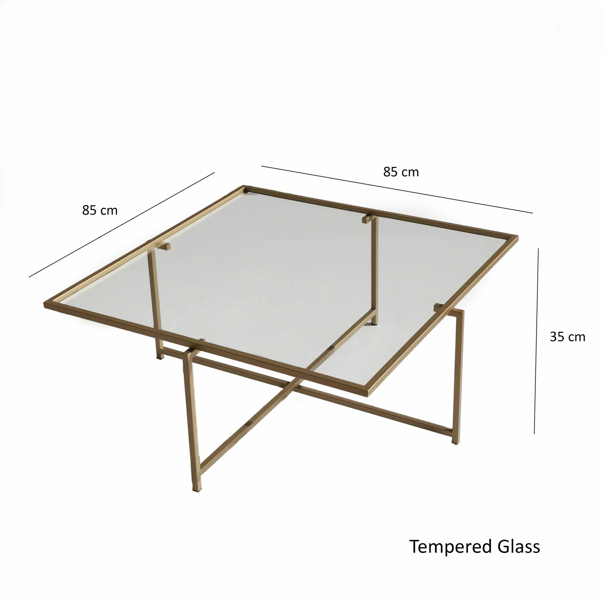 Locelso Gold Salontafel | 100% Gehard Glas | Metalen Poten 3 Locelso Gold Salontafel | 100% Gehard Glas | Metalen Poten - Afbeelding 3