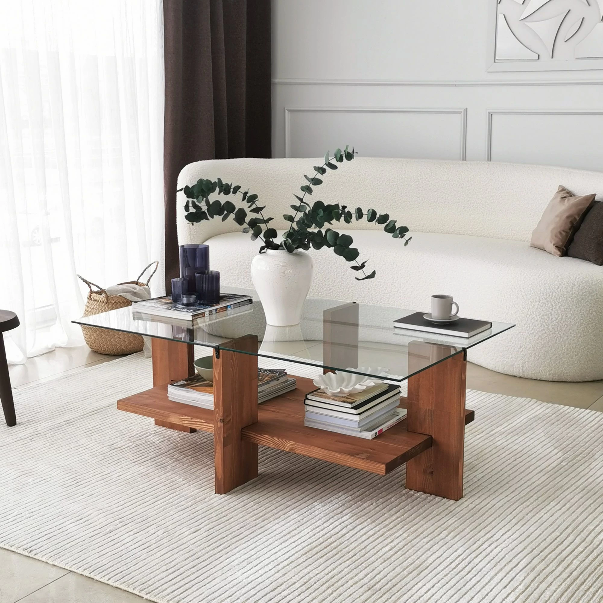 Locelso Salontafel | Massief Houten Frame | Gehard Glas | 105x40x60cm | Houten 1 Locelso Salontafel | Massief Houten Frame | Gehard Glas | 105x40x60cm | Houten