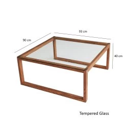 Locelso Salontafel | Gehard Glas En Massief Houten Frame | 90x40x90 Cm | Hout -Collectie Woonkamermeubels 552NOS1441 20 2011 fb92