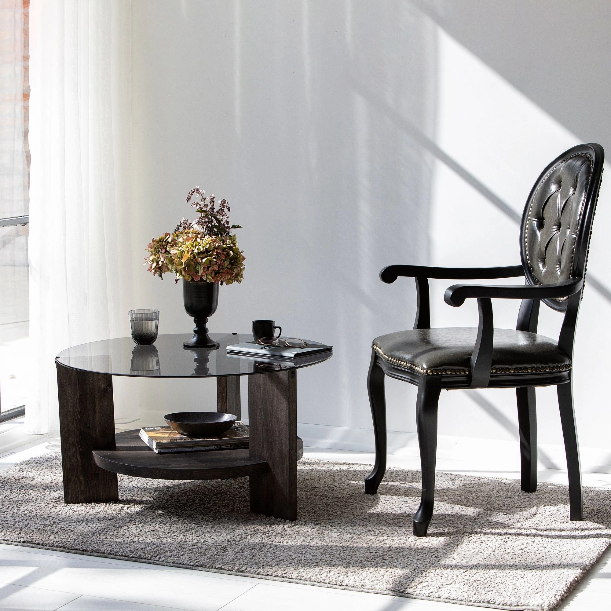 Locelso Salontafel | 100% Gehard Glas | Frame Van Pijnboomhout | Antraciet Donkerbruin 6 Locelso Salontafel | 100% Gehard Glas | Frame Van Pijnboomhout | Antraciet Donkerbruin - Afbeelding 6