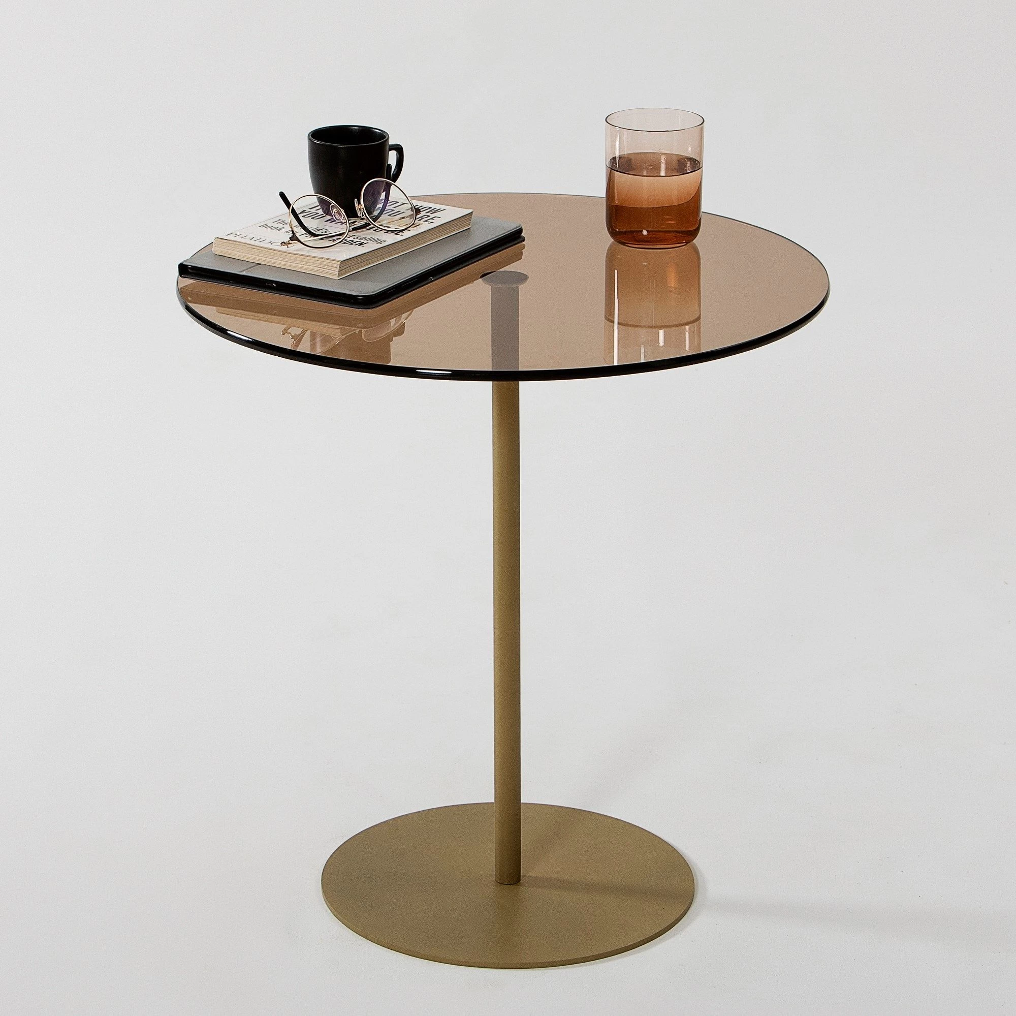 Locelso Bijzettafel | 100% Gehard Glas | 100% Metalen Frame | Goud Brons 5 Locelso Bijzettafel | 100% Gehard Glas | 100% Metalen Frame | Goud Brons - Afbeelding 5