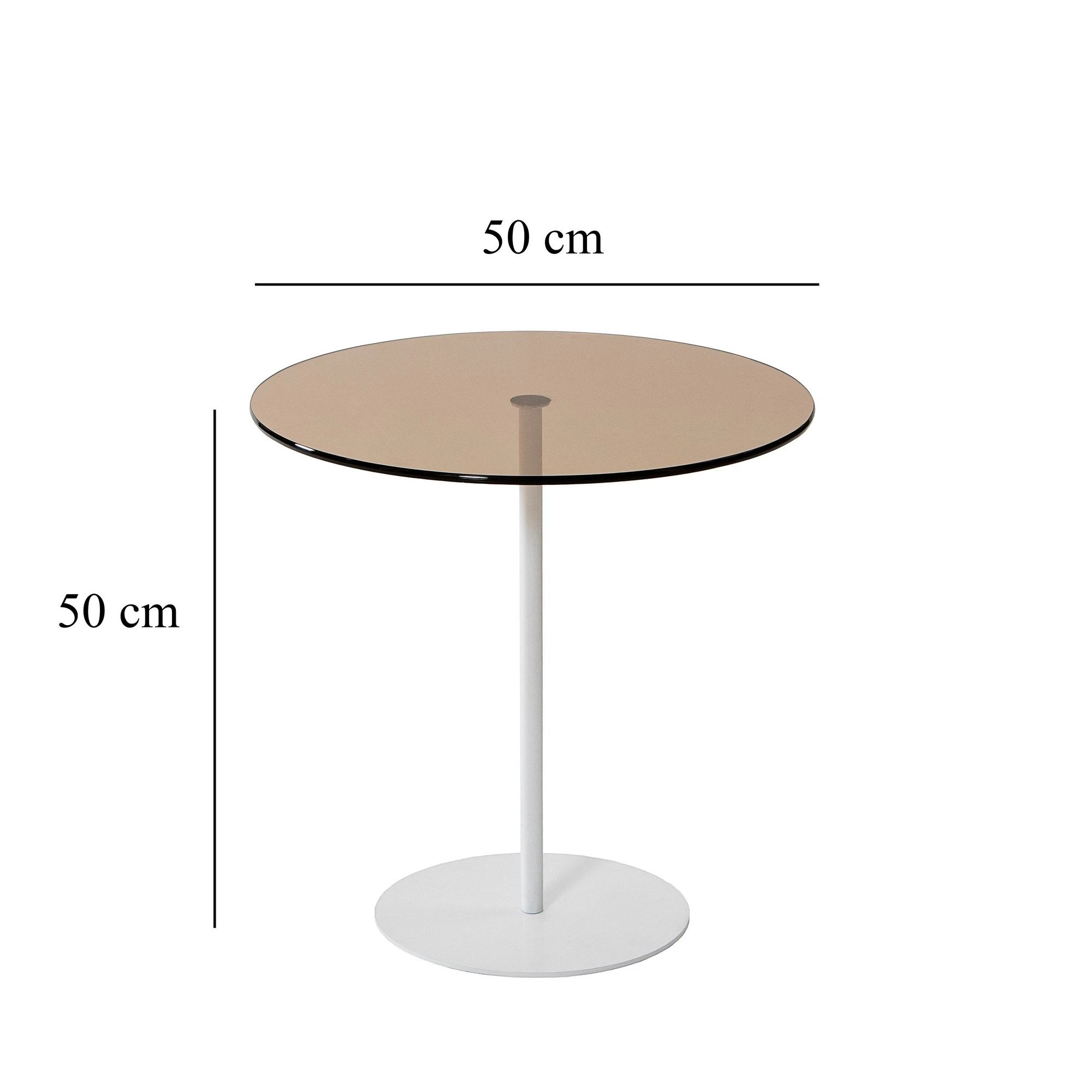 Locelso Bijzettafel | 100% Glas En Metaal | 50x50x50 Cm | Wit Brons 3 Locelso Bijzettafel | 100% Glas En Metaal | 50x50x50 Cm | Wit Brons - Afbeelding 3