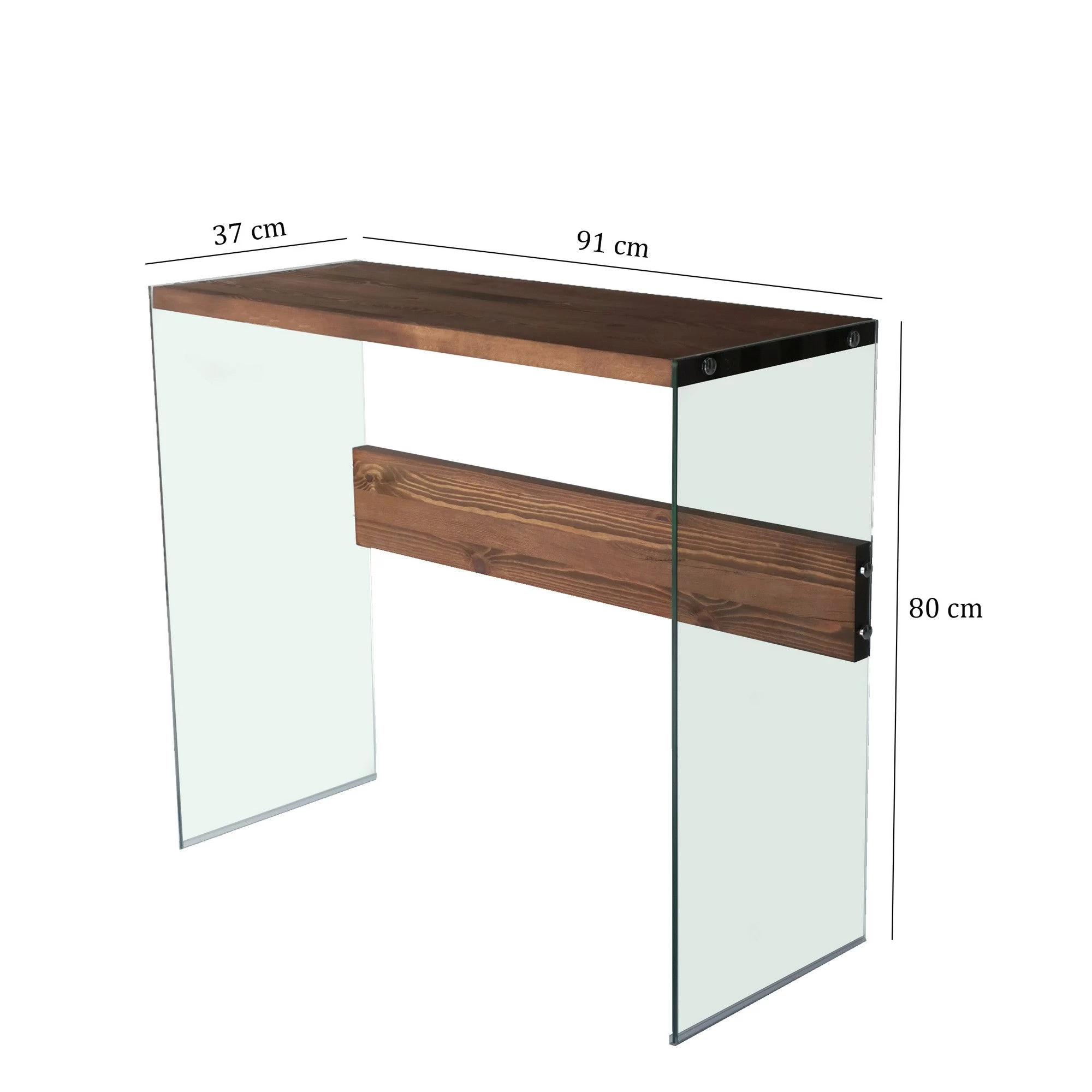 Locelso Commode Van Gehard Glas | Notelaar | 8mm Glas | Massief Grenen Frame 4 Locelso Commode Van Gehard Glas | Notelaar | 8mm Glas | Massief Grenen Frame - Afbeelding 4