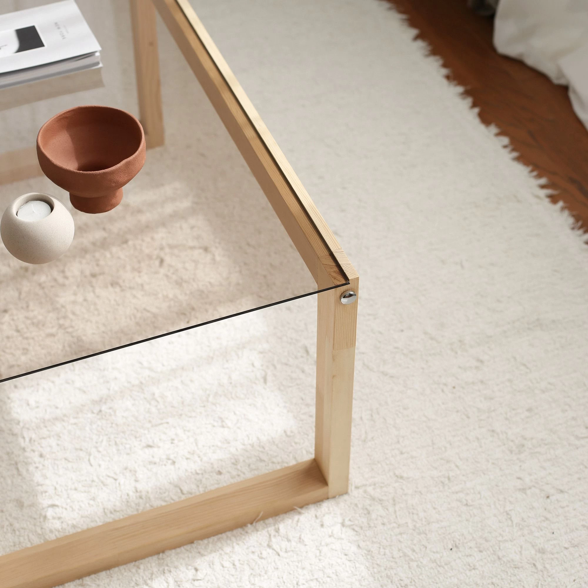 Locelso Salontafel | 100% Dennenhout | Gehard Glas 5 Locelso Salontafel | 100% Dennenhout | Gehard Glas - Afbeelding 5