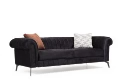 Comfort En Stijl: 3-zitsbank, Frame Van Beukenhout, Zwarte Kleur -Collectie Woonkamermeubels 560ARE1320 20 202 858e