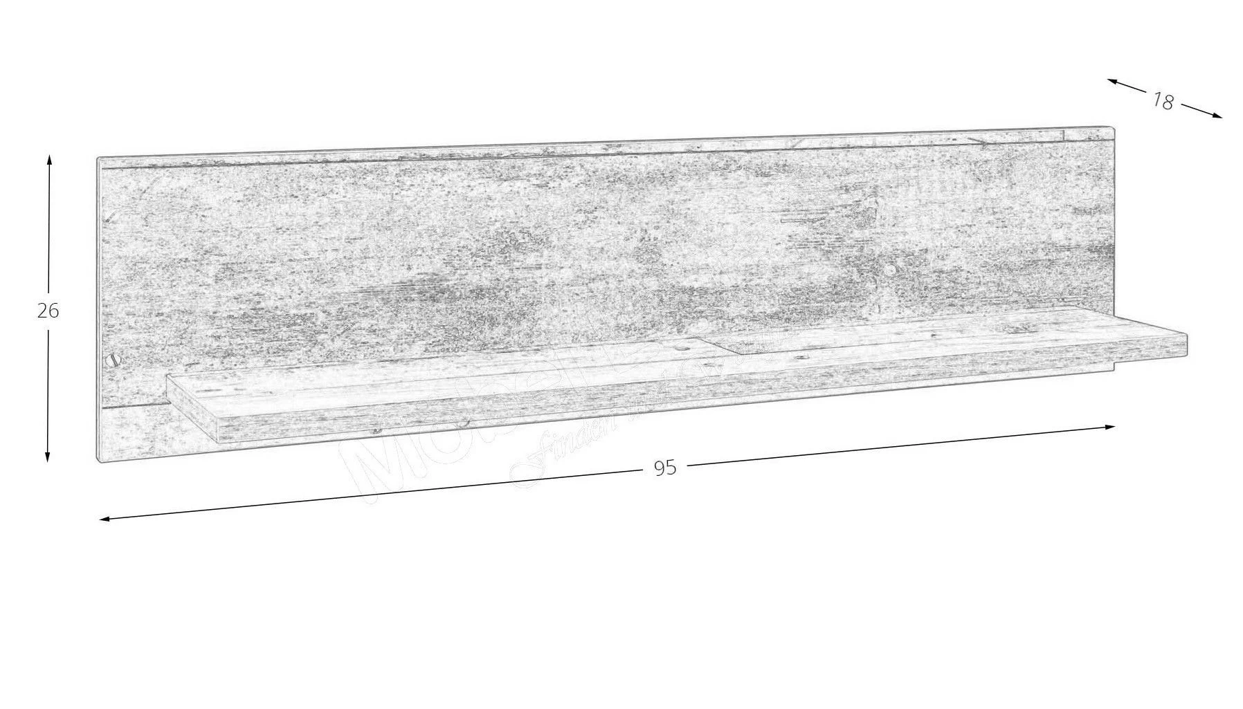 Wandplank Moleskin 95cm - Old Style 2 Wandplank Moleskin 95cm - Old Style - Afbeelding 2