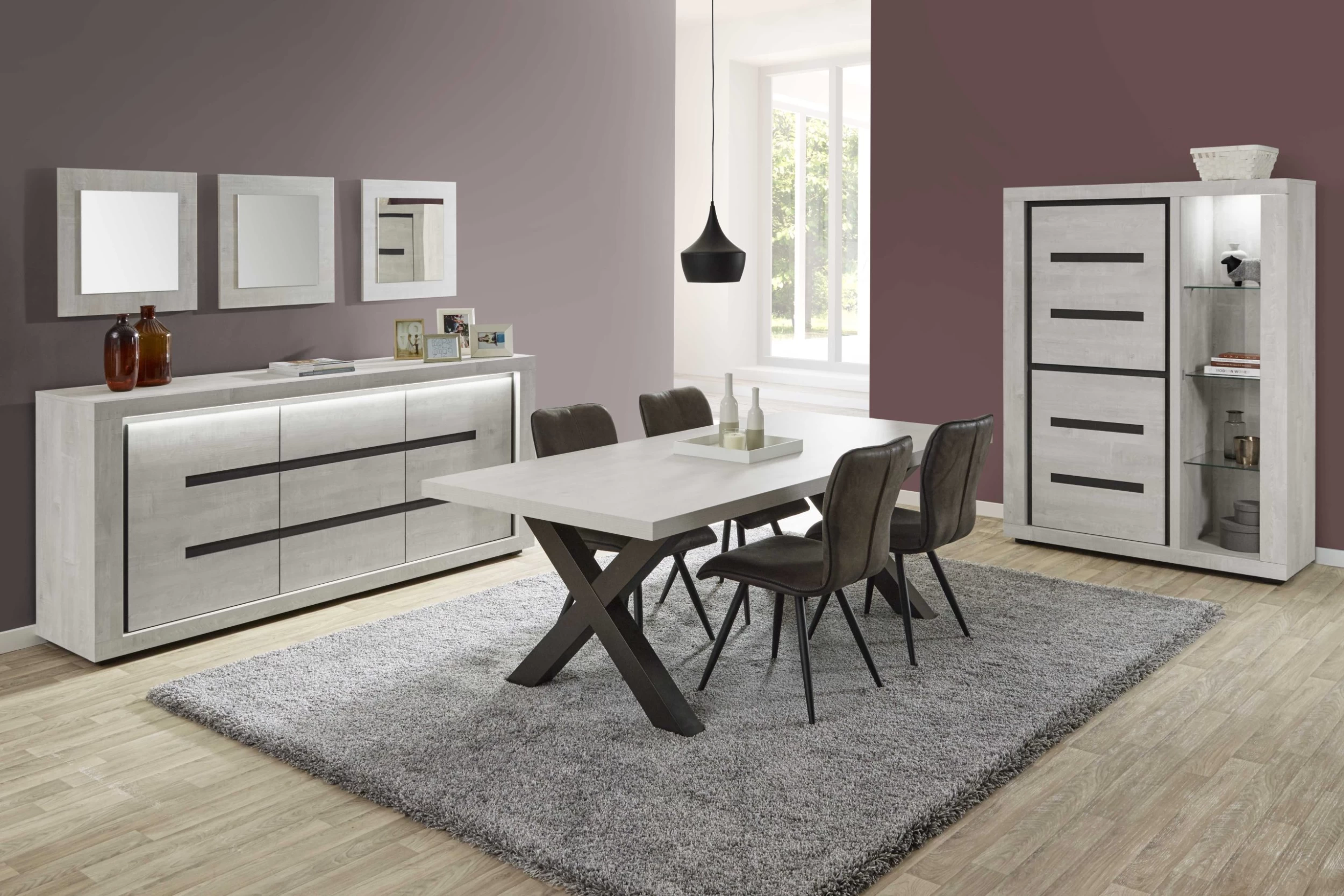 Vitrinekast Ludo Met Ledverlichting 132cm, 3 Deuren - Grijs 3 Vitrinekast Ludo Met Ledverlichting 132cm, 3 Deuren - Grijs - Afbeelding 3