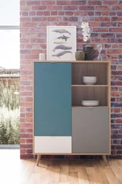 Buffetkast Cuba 103cm, 2 Deuren & 1 Lade - Blauw/wit/grijs -Collectie Woonkamermeubels 5c4970a2bf72f fn2566 image 2 1548316834 Cuba 53 Halbambiente b581