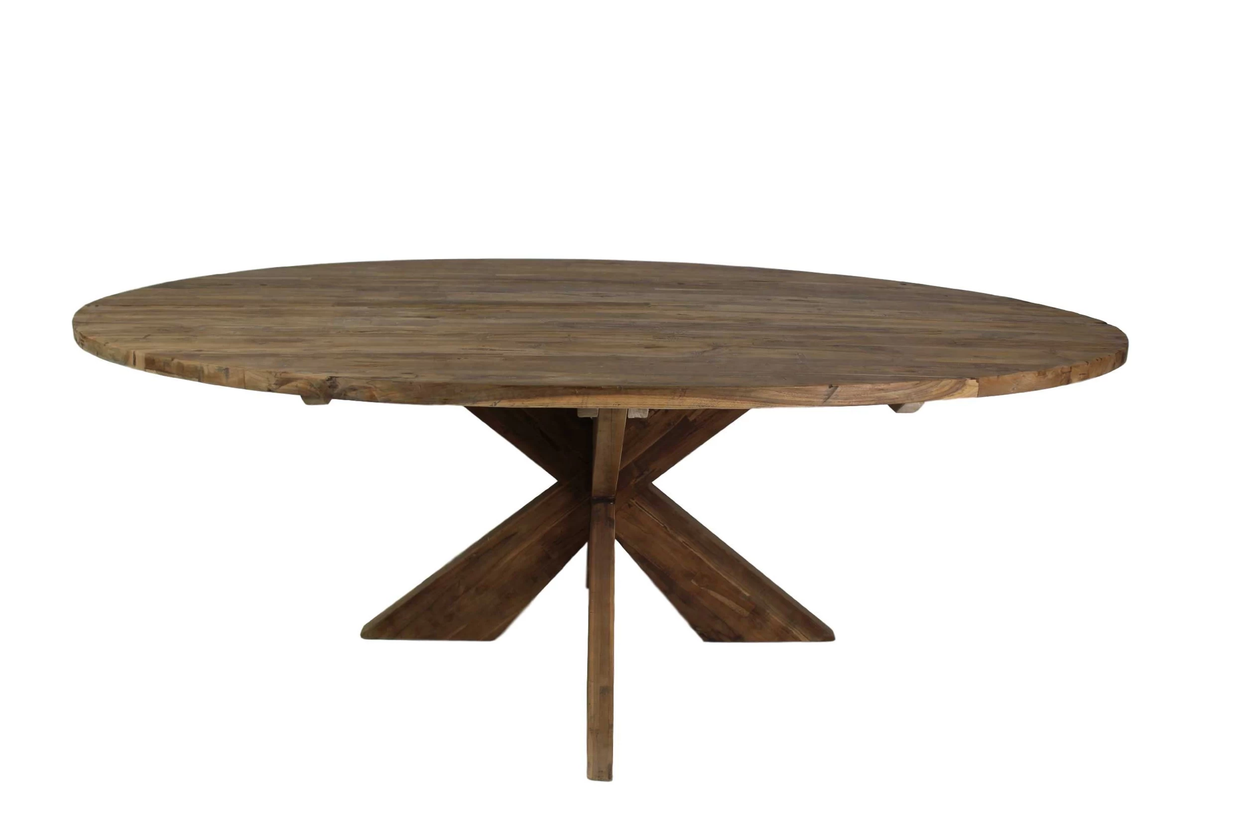 Eettafel Mosy 220x110cm Ovaal Met Kruispoot – Vintage/teak 4 Eettafel Mosy 220x110cm Ovaal Met Kruispoot – Vintage/teak - Afbeelding 4