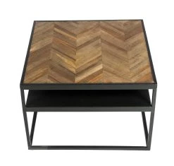 Salontafel Morena 60x60cm Visgraatmotief - Bruin/zwart -Collectie Woonkamermeubels 6064 C840 2 2f6d