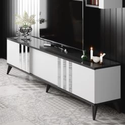 Woody Fashion TV-meubel 180cm | 100% Melamine | Antraciet Wit -Collectie Woonkamermeubels 618BLY1107 20 204 4142