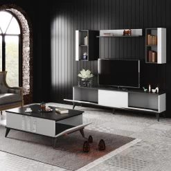 Woody Fashion TV-meubel 180cm | 100% Melamine | Antraciet Wit -Collectie Woonkamermeubels 618BLY1107 20 205 2211