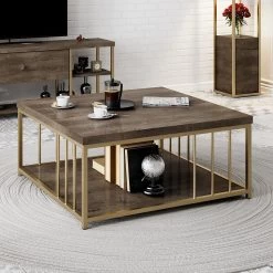 Houten Mode Melamine Salontafel, Walnoot Goud