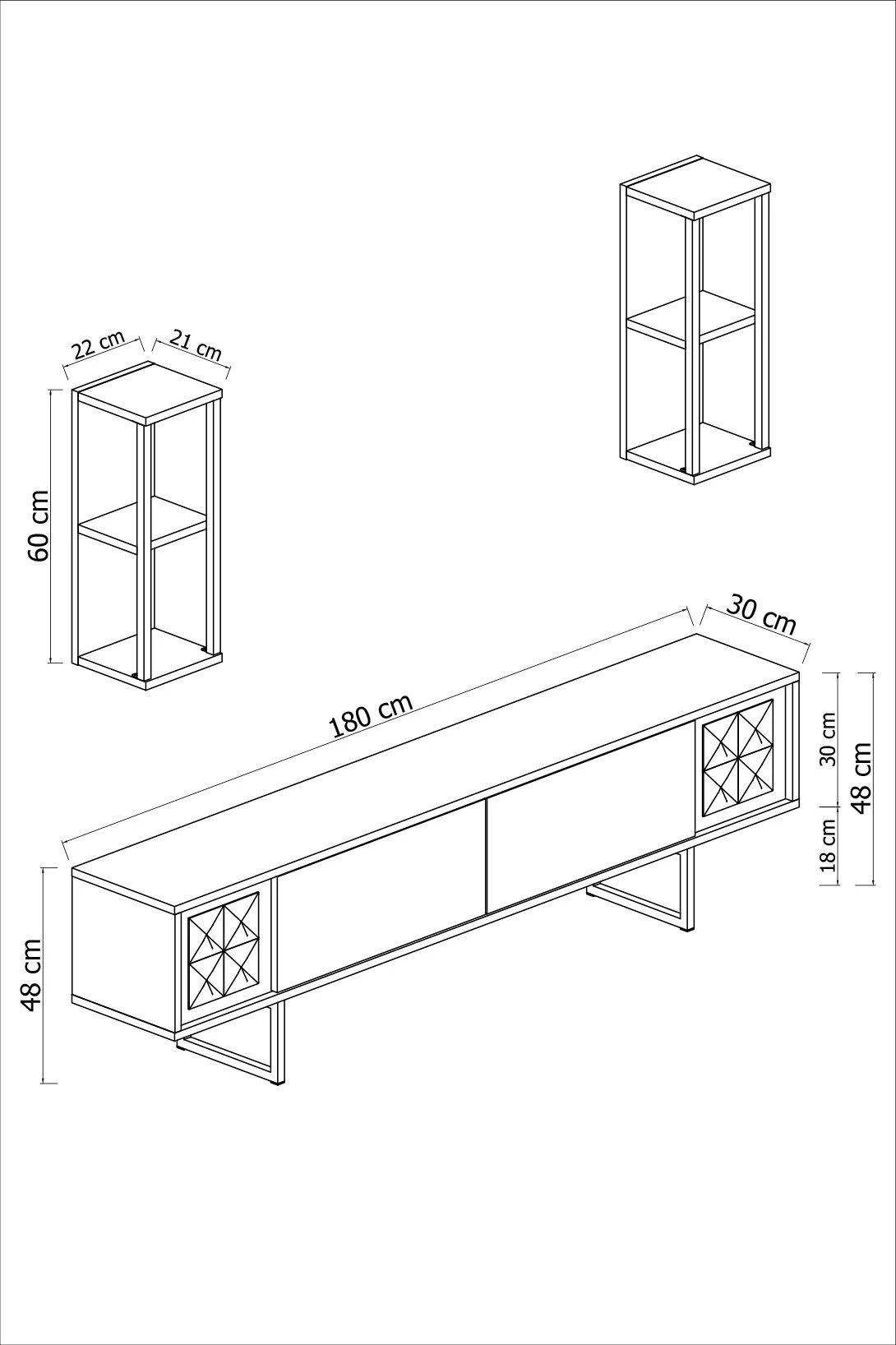 Modieus 180 Cm TV-meubel | Walnoot Zwart 3 Modieus 180 Cm TV-meubel | Walnoot Zwart - Afbeelding 3
