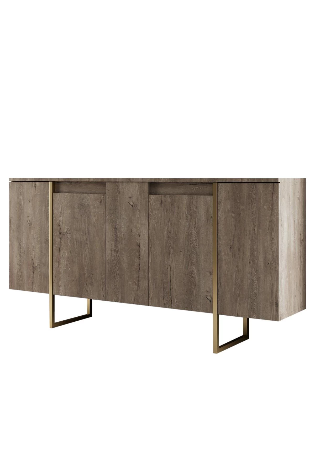 Woody Console | Melamine Laag | 18mm Dikte | Metalen Poten | 160x35x80cm | Notelaar Goud 6 Woody Console | Melamine Laag | 18mm Dikte | Metalen Poten | 160x35x80cm | Notelaar Goud - Afbeelding 6