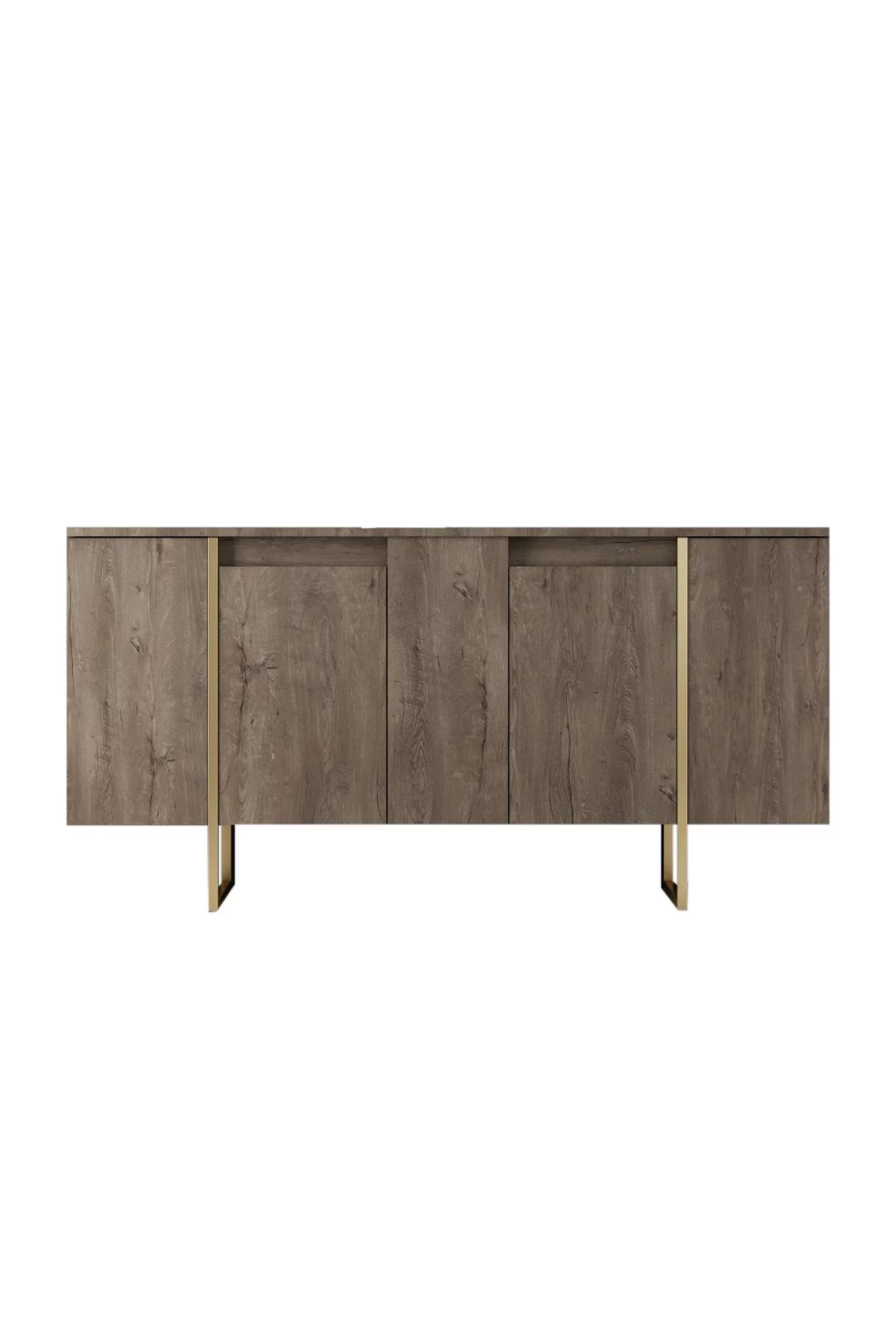 Woody Console | Melamine Laag | 18mm Dikte | Metalen Poten | 160x35x80cm | Notelaar Goud 4 Woody Console | Melamine Laag | 18mm Dikte | Metalen Poten | 160x35x80cm | Notelaar Goud - Afbeelding 4