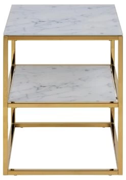 Bijzettafel Anika 45x40cm 1 Legplank - Wit Marmer/ Goud -Collectie Woonkamermeubels 64CB59C9 2B61 42B6 A3F6 8DCCE5A04786 6a9d