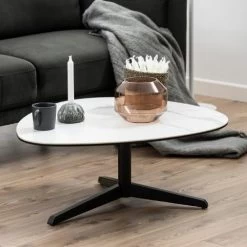 Salontafel Barnsley 84x77 Keramiek - Wit/zwart