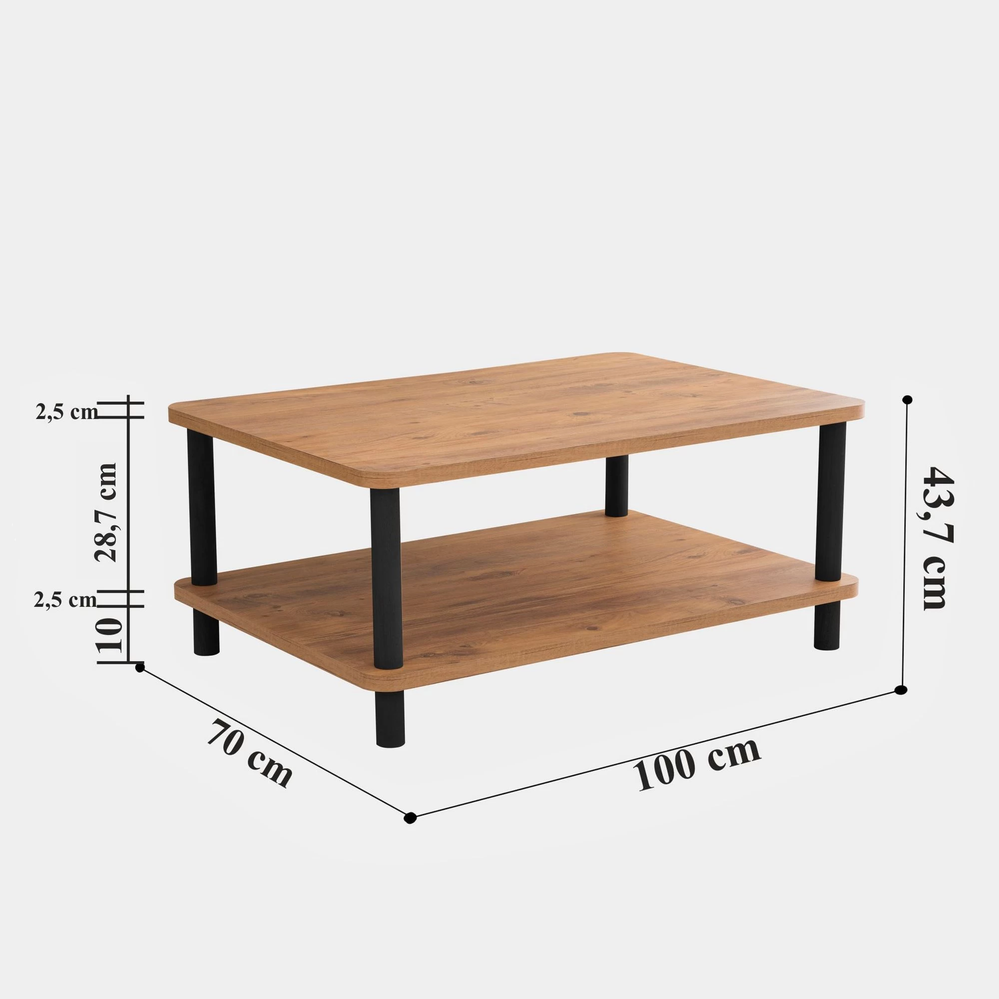 Dora Salontafel | 100% Melamine | 25mm Dikte | Zwart Atlantic Pine 2 Dora Salontafel | 100% Melamine | 25mm Dikte | Zwart Atlantic Pine - Afbeelding 2