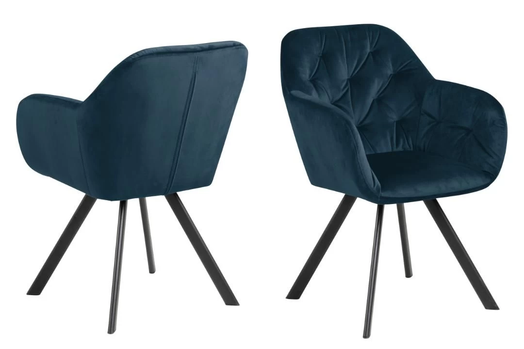 Draaibare Eetkamerstoel Levon - Donkerblauw 4 Draaibare Eetkamerstoel Levon - Donkerblauw - Afbeelding 4