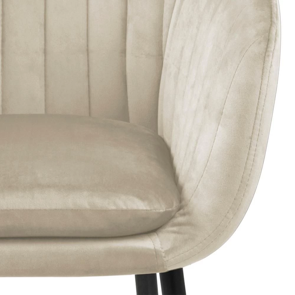 Stijlvolle Eetkamerstoel Hermeline Met Armleuning - Stof Zand 3 Stijlvolle Eetkamerstoel Hermeline Met Armleuning - Stof Zand - Afbeelding 3