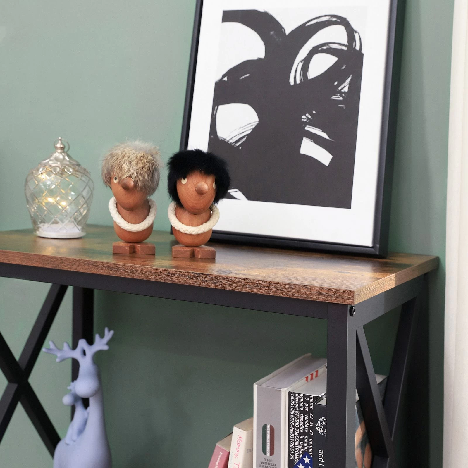 Rek Gerrit 3 Legplanken - Rustiek Bruin/zwart 5 Rek Gerrit 3 Legplanken - Rustiek Bruin/zwart - Afbeelding 5