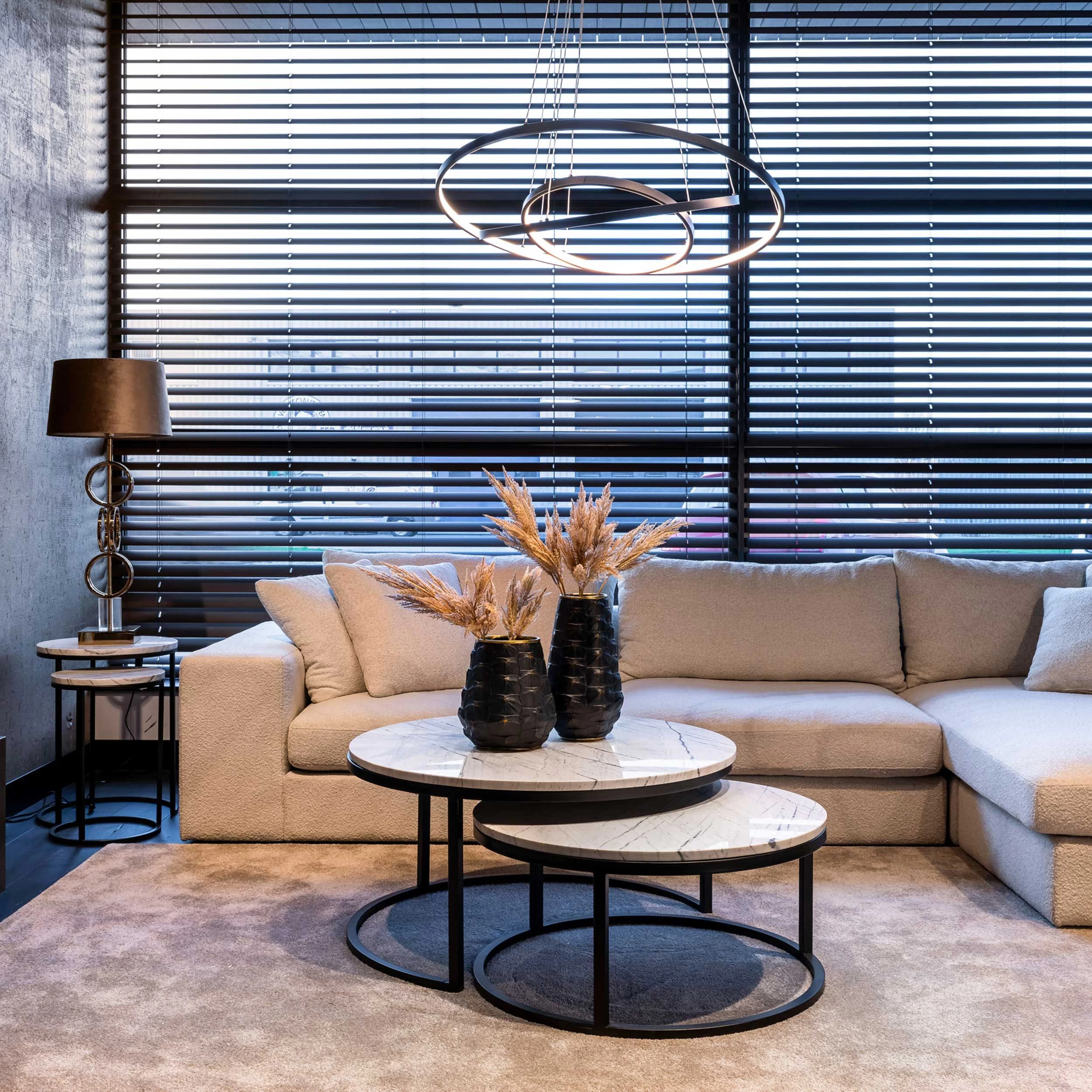 RICHMOND Set Van 2 Bijzettafels Lexington 45x45cm - Wit/zwart 2 RICHMOND Set Van 2 Bijzettafels Lexington 45x45cm - Wit/zwart - Afbeelding 2