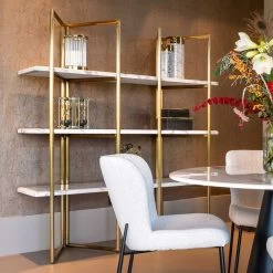 RICHMOND Wandkast Lagrange 165cm 3 Legplanken - Goud/wit