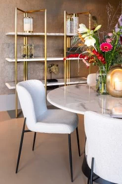 RICHMOND Wandkast Lagrange 165cm 3 Legplanken - Goud/wit -Collectie Woonkamermeubels 7257 S4509 WHITE BOUCLE KA 0113 6 b054