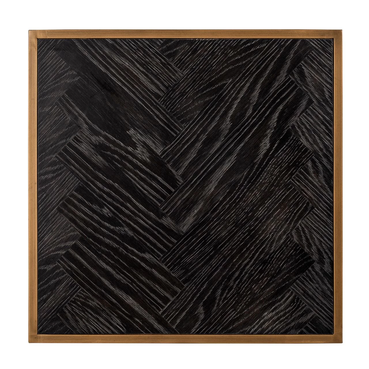 RICHMOND Bijzettafel Bony 50x50cm Visgraatmotief - Zwart/geborsteld Goud 4 RICHMOND Bijzettafel Bony 50x50cm Visgraatmotief - Zwart/geborsteld Goud - Afbeelding 4