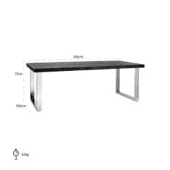 RICHMOND Eettafel Bony 220x100cm Visgraatmotief - Zwart/zilver 19 RICHMOND Eettafel Bony 220x100cm Visgraatmotief - Zwart/zilver -Collectie Woonkamermeubels 7419 6 7d0f