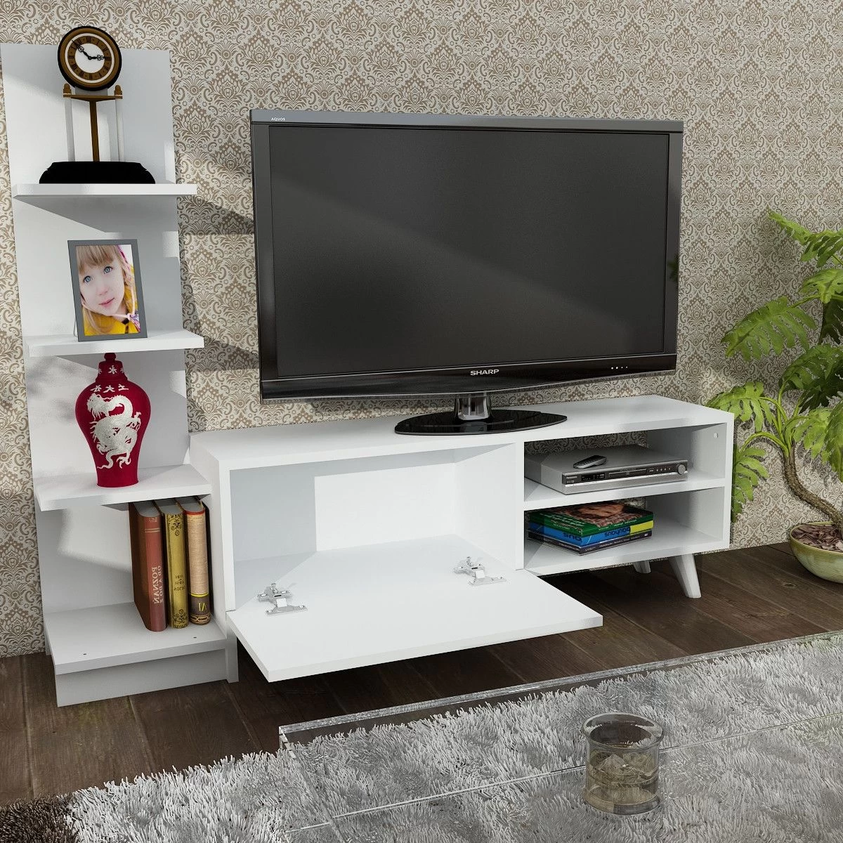 Furny Home TV-meubel | 100% Melamine Laag | 18mm Dikte | 140cm Breedte | Wit 4 Furny Home TV-meubel | 100% Melamine Laag | 18mm Dikte | 140cm Breedte | Wit - Afbeelding 4