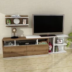 Furny Home TV-meubel | Gemelamineerd | 180cm X 50 | Wit Notenhout