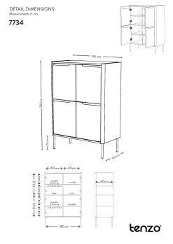 Buffetkast Switch 128 Cm 4 Deuren - Antraciet 9 Buffetkast Switch 128 Cm 4 Deuren - Antraciet -Collectie Woonkamermeubels 7734 DETAIL DIMENSION cf4f