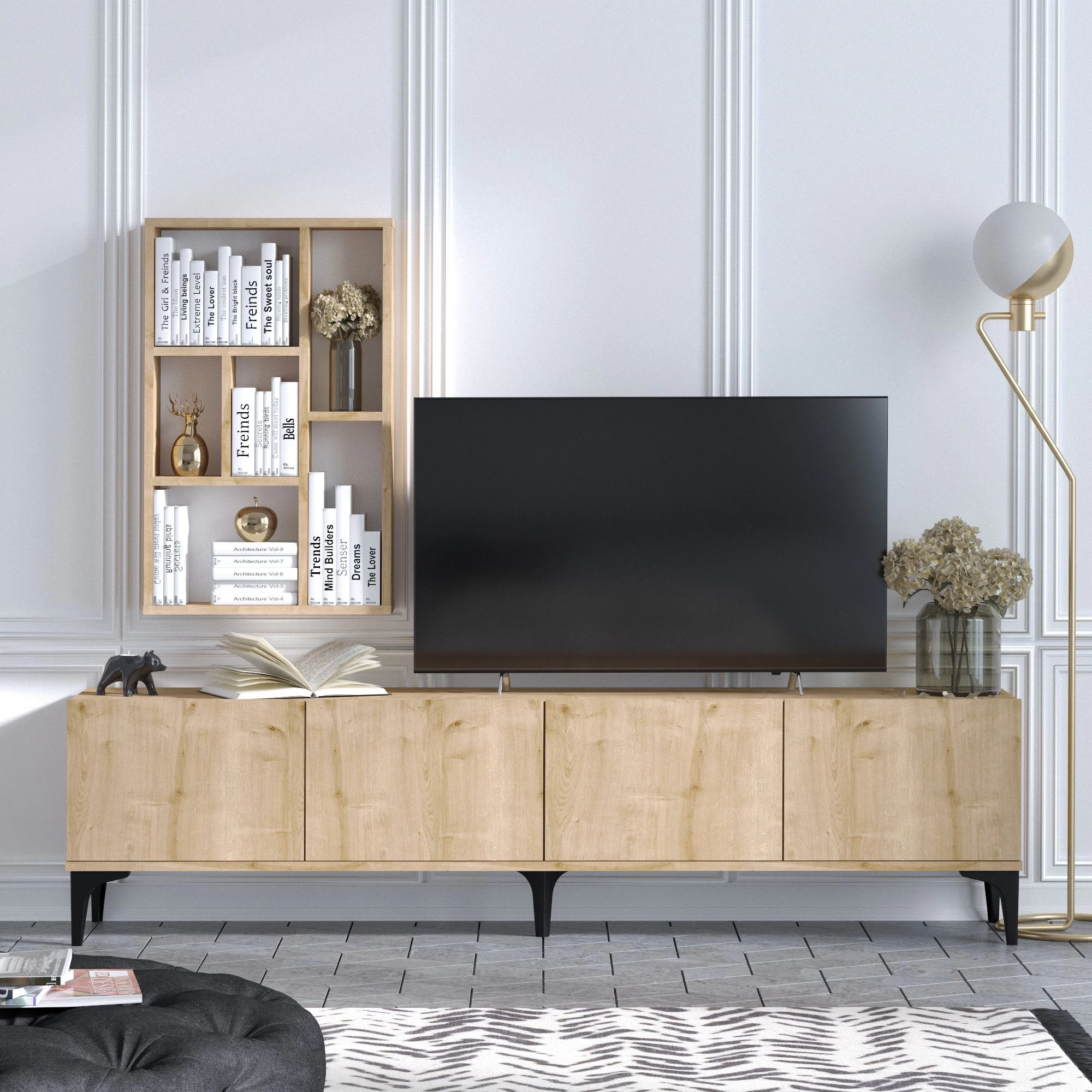 TV-meubel Elegance | 100% Melamine | 180x50x35 | Saffier Eik 1 TV-meubel Elegance | 100% Melamine | 180x50x35 | Saffier Eik