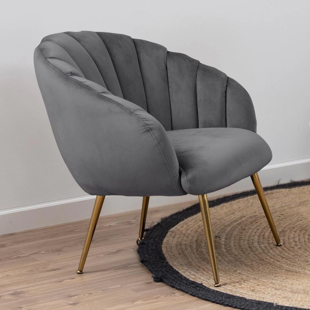 Fauteuil Dafne - Grijs/messing 1 Fauteuil Dafne - Grijs/messing