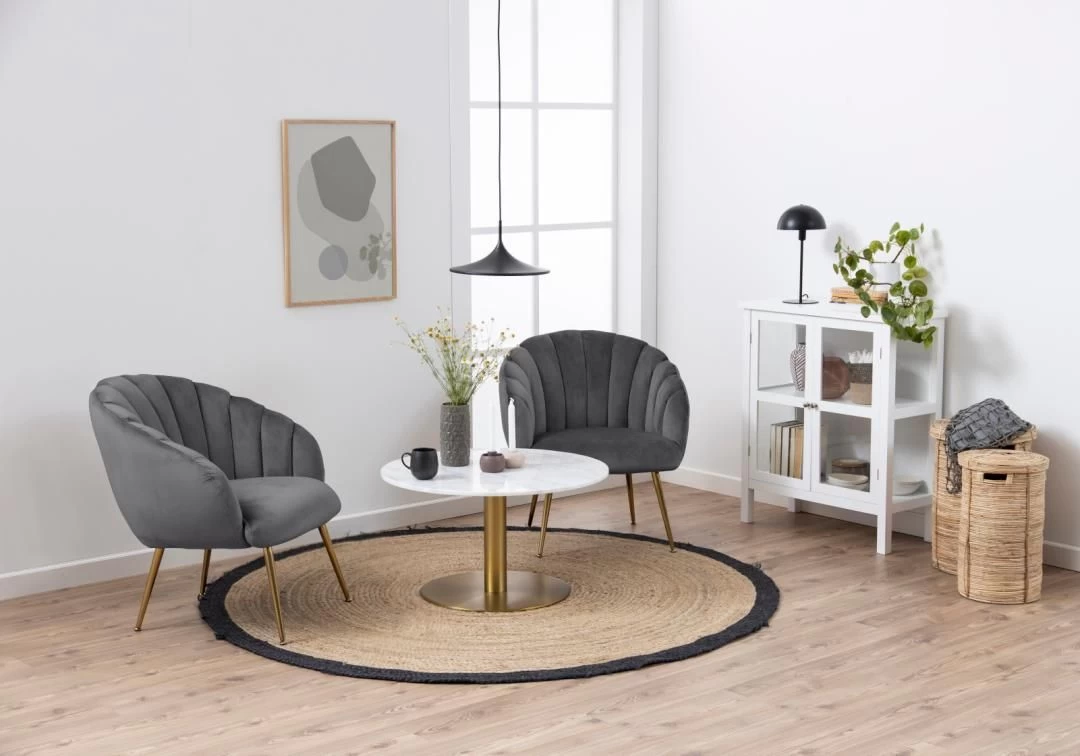 Fauteuil Dafne - Grijs/messing 8 Fauteuil Dafne - Grijs/messing - Afbeelding 8