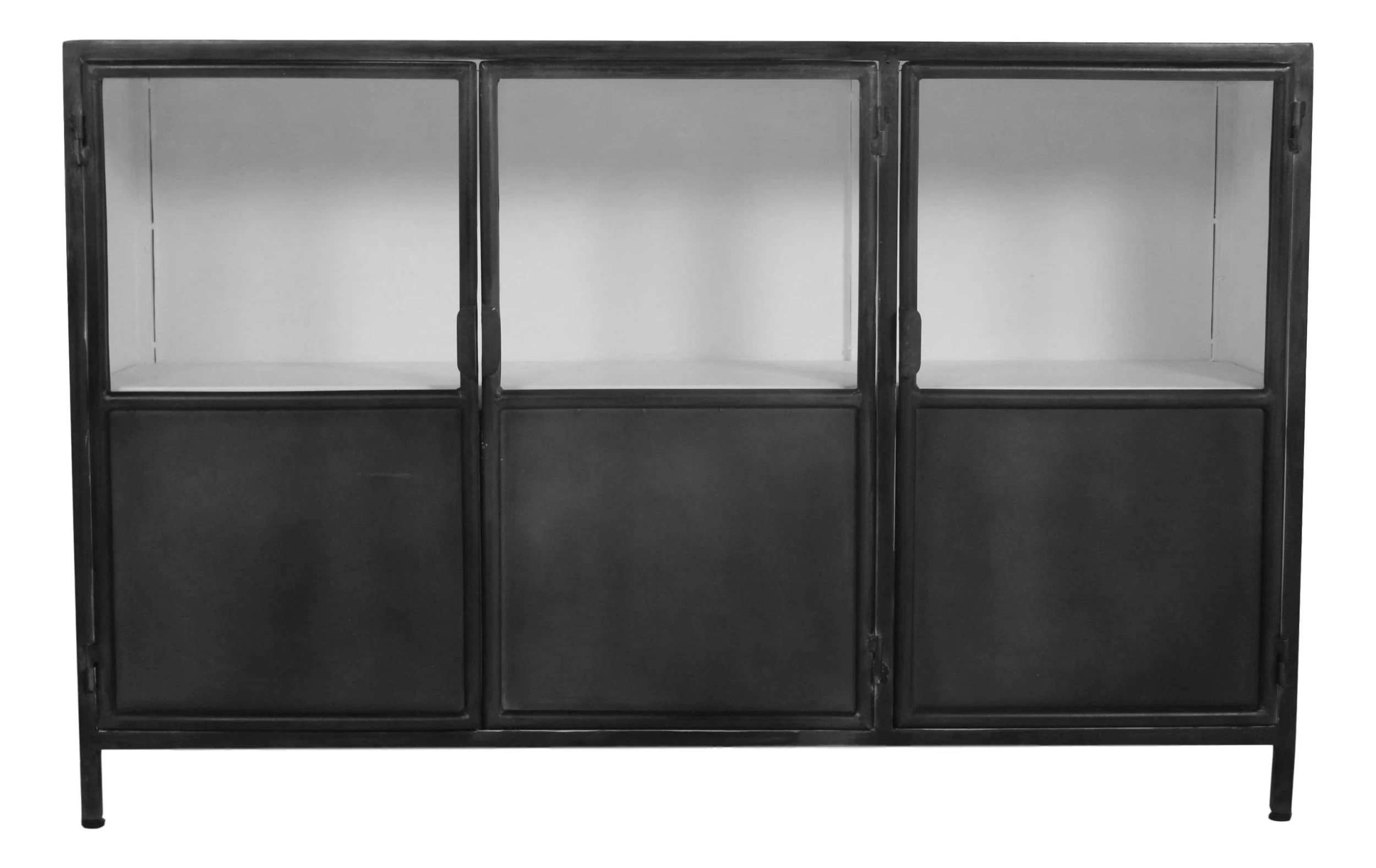 Dressoir Bronx 130cm Met 3 Deuren - Grijs/wit 4 Dressoir Bronx 130cm Met 3 Deuren - Grijs/wit - Afbeelding 4