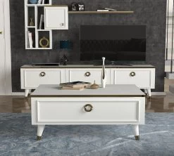 Tera Home Salontafel | Melamine Laag | 18mm Dikte | Witgoud -Collectie Woonkamermeubels 804TRH2820 20 202 5f52