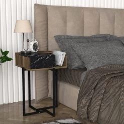 Tera Home Bijzettafel - 18mm Dikte | Metalen Frame | 44" Breedte | Notenhout -Collectie Woonkamermeubels 804TRH2834 20 202 4fd5