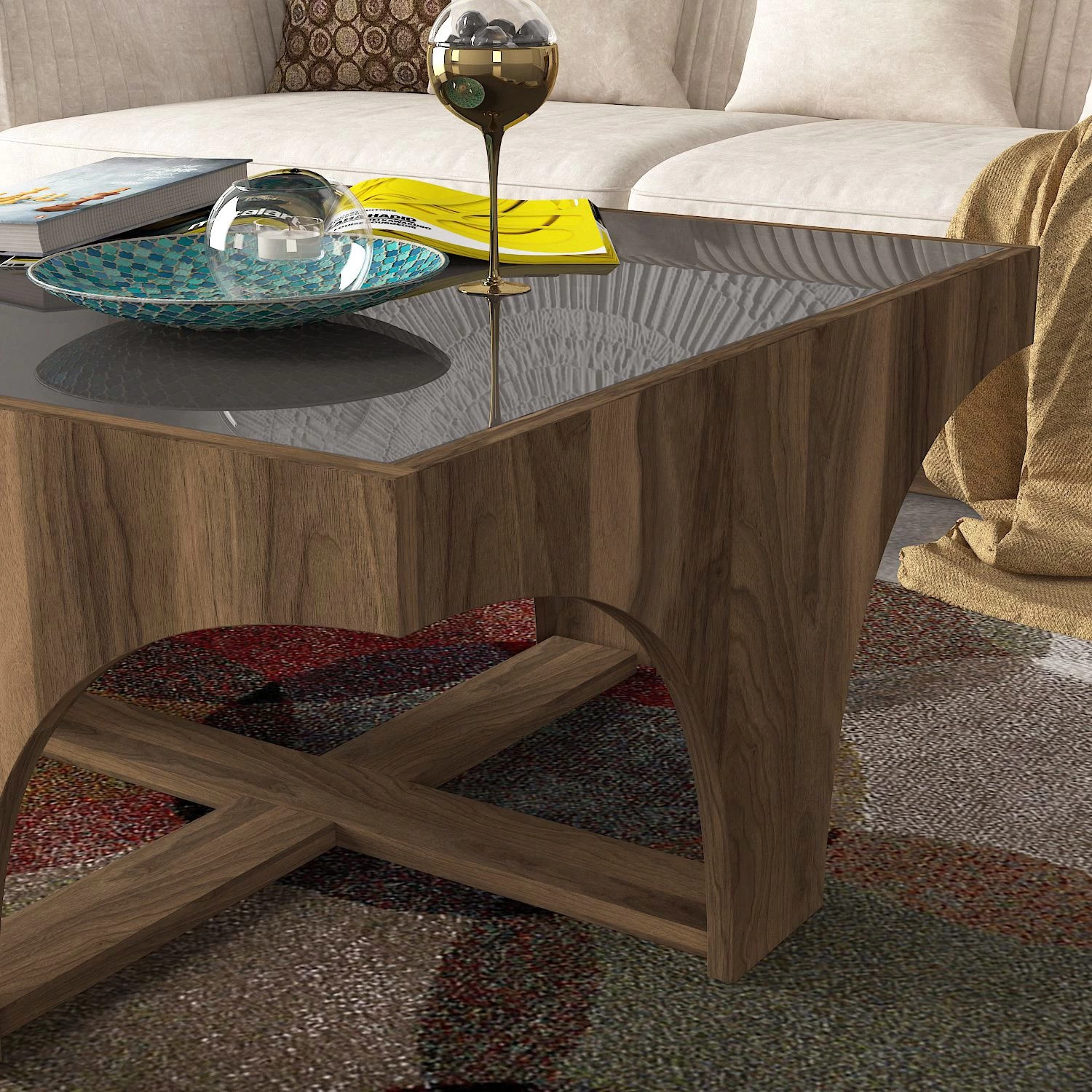 Tera Home Salontafel | 100% Melamine | Noten Antraciet 5 Tera Home Salontafel | 100% Melamine | Noten Antraciet - Afbeelding 5