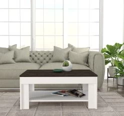 Tera Home Salontafel 2-Tier | Melamine Gecoat | Wit Donkerbruin