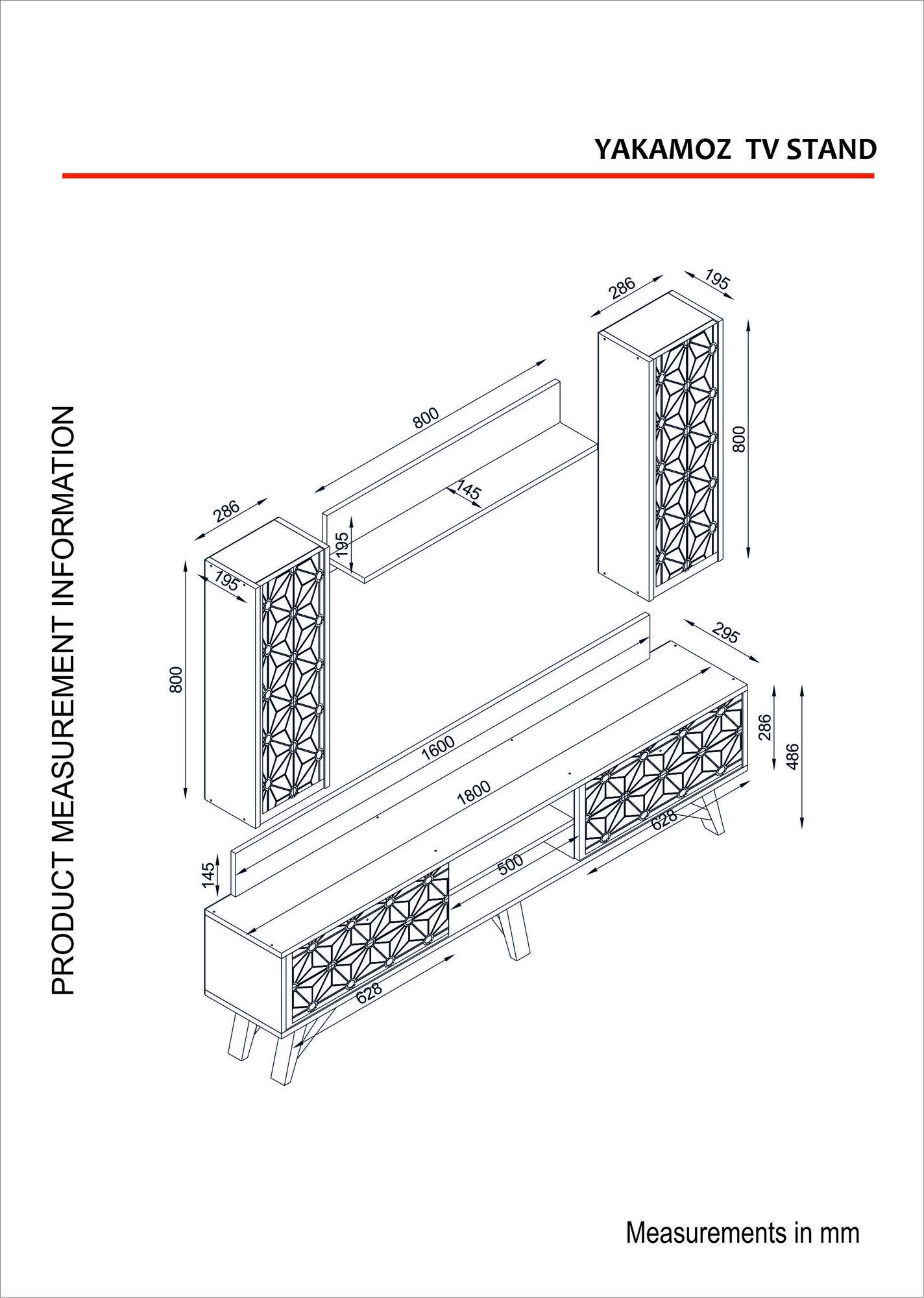 Tera Home TV-meubel 180cm Breedte Notenhout 2 Tera Home TV-meubel 180cm Breedte Notenhout - Afbeelding 2