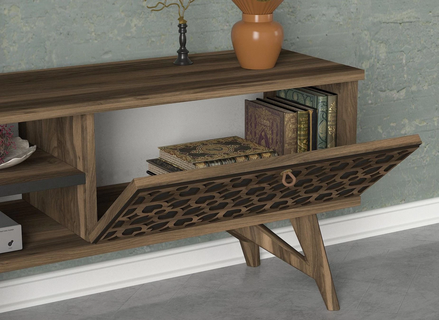 Tera Home TV-meubel | 100% Melamine | 18mm Dikte | Notenhout 5 Tera Home TV-meubel | 100% Melamine | 18mm Dikte | Notenhout - Afbeelding 5