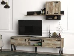 Tera Home TV-meubel | 100% Melamine Gecoat | 18mm Dikte | Metalen Poten | Beige Hout -Collectie Woonkamermeubels 804TRH3030 20 202 aab0