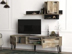 Tera Home TV-meubel | 100% Melamine Gecoat | 18mm Dikte | Metalen Poten | Beige Hout -Collectie Woonkamermeubels 804TRH3030 20 203 12c8