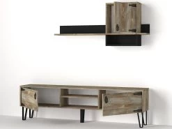 Tera Home TV-meubel | 100% Melamine Gecoat | 18mm Dikte | Metalen Poten | Beige Hout -Collectie Woonkamermeubels 804TRH3030 20 207 59a2