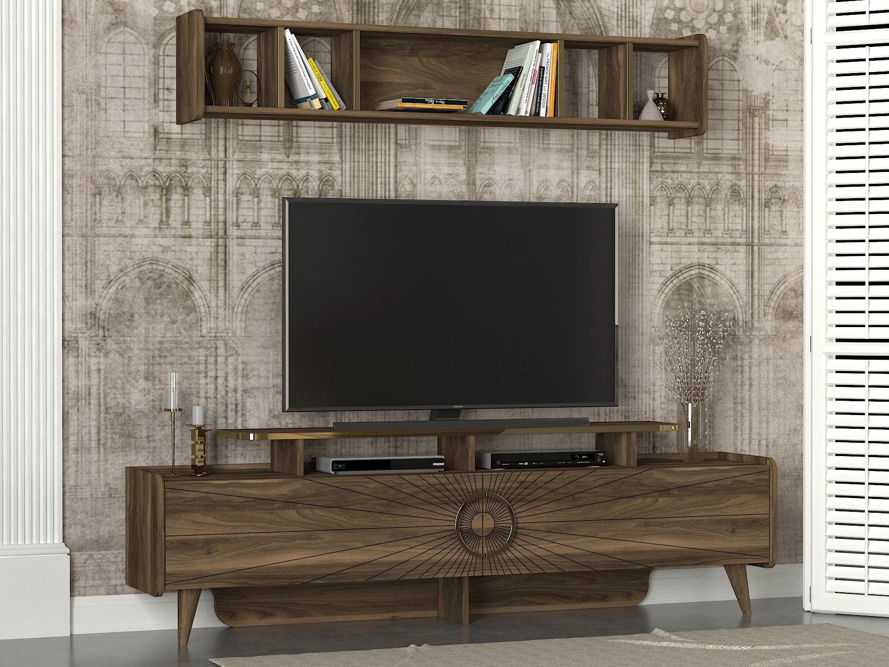 18mm Tera Home TV-meubel | Notelaar | 100% Melamine 8 18mm Tera Home TV-meubel | Notelaar | 100% Melamine - Afbeelding 8