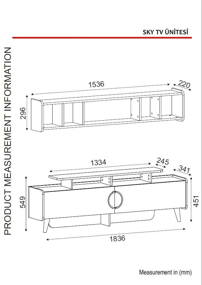 18mm Tera Home TV-meubel | Notelaar | 100% Melamine 2 18mm Tera Home TV-meubel | Notelaar | 100% Melamine - Afbeelding 2